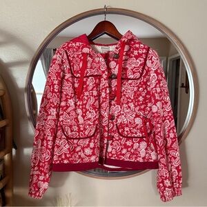 Anthropologie Red and White Floral Jacket